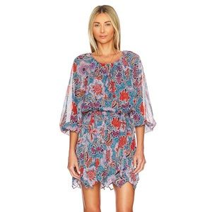 MISA Tera dress in cerulean flora pattern- comes with MISA tote bag